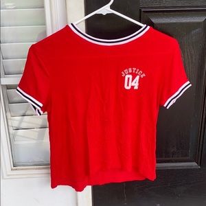 Red justice crop top